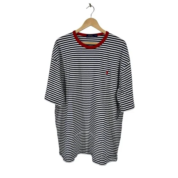 Polo Ralph Lauren NWT T- Shirt Mens XLT Black Striped Classic Fit Crewneck Pony - Picture 3 of 4